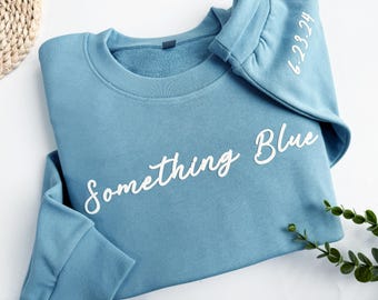 Sudadera azul abullonada, regalo para futura novia, sudadera para novia, jersey para novio, regalo de compromiso, algo azul para novia