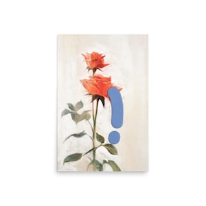 Bloemenposter met twee oranje rozen, felicitatieboeket, cool bloemenkunstwerk ter bevordering van positiviteit