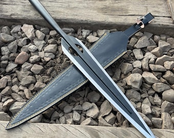 Handmade Viking Spear Head, Forged Steel Blade with Leather Sheath, Fathers Day Gift