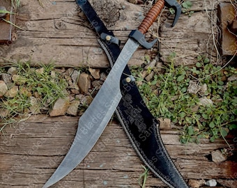 300 Spartan Sword Xiphos Greatsword, King Leonidas Replica, Fantasy Prop real damascus steel