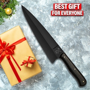 Personalized Chef Knife: Engraved Powder-Coated Stainless Steel Blade, Micarta Handle