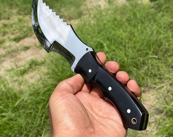 Handmade Carbon Steel Tracker Knife: Rosewood Handle, Leather Sheath