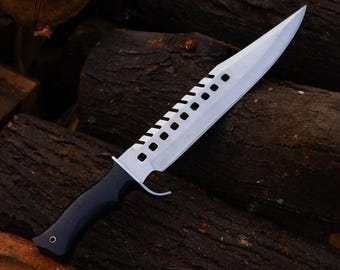 Handmade Carbon Steel Bowie Knife | Micarta Handle, Leather Sheath