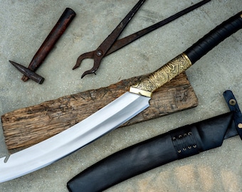 Handmade Hellboy Machete Sword, 5160 Leaf Spring Steel, Rosewood Handle