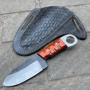 Bushcraft knife, Hunting Knife, Leather Sheath, 6 inches Pocket Knife with Sheath, Best Gift for Dad, Hand Forged Knife Wood Handle,