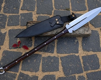 Lanza de acero de alto carbono forjada a mano, decoración vikinga medieval, regalo para él, regalo para papá.