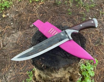 Handmade Kukri Knife | 16" Carbon Steel Blade, Rosewood Handle & Leather Sheath