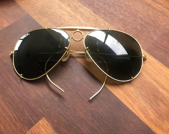 Gafas de sol vintage Bausch & Lomb Ray-Ban Aviator/Shooters "Arista" con estuche original