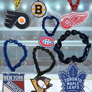 Collier chaîne pour équipe de hockey - breloque en mousse EVA - cadeau pour fan de hockey - bijoux pour un match - chaîne de sport - accessoire esprit d'équipe