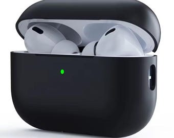 Matte Black Silicone AirPods Case, Slim Shockproof Protective Cover