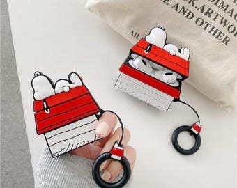 Dog on House AirPods Pro Case, Silicone Cartoon Protective Cover (AirPods 1-4)
