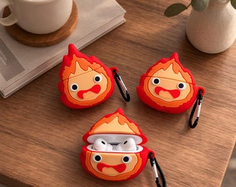 Fire Demon AirPods Case, Silicone Shockproof Earbuds Cover
