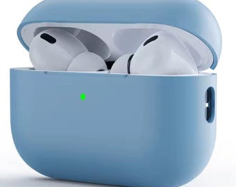 Sky Blue Silicone AirPods Case, Slim Shockproof Protective Matte Cover