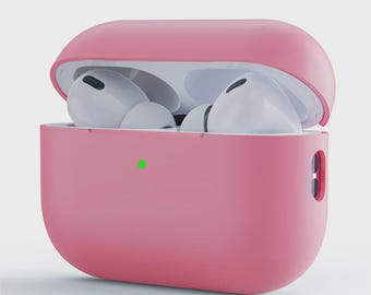 Pink Silicone AirPods Case, Slim Shockproof Protective Matte Cover