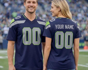 Personalized Seattle Football Jersey, Custom Name Number, Navy Game Day Apparel