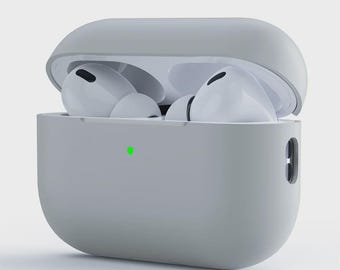 Gray Silicone AirPods Case, Slim Shockproof Protective Matte Cover
