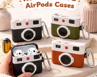 Retro Camera AirPods Case | Vintage Photography Silicone Cover w/ Keychain