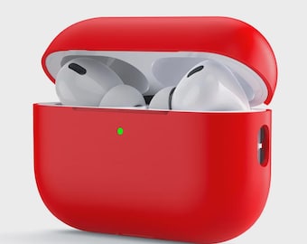 Red Silicone AirPods Case, Slim Shockproof Matte Protective Cover