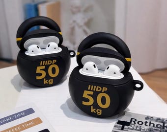Kettlebell AirPods Case, 50kg Silicone Earbuds Cover, Fitness Gym Protection