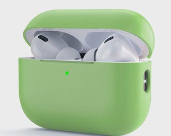 Matcha Green Silicone AirPods Case, Slim Shockproof Protective Matte Cover
