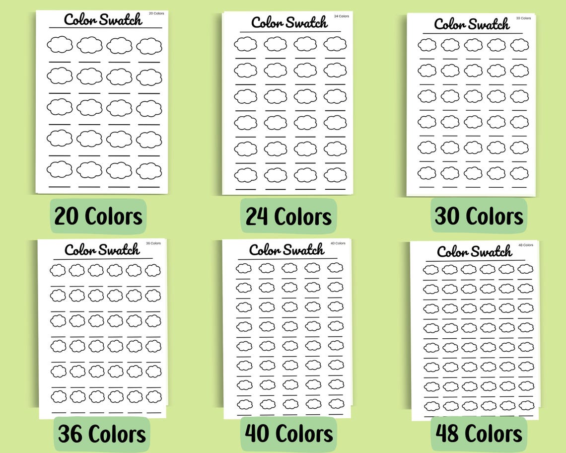 Printable Color Swatch Chart Template: Art Supplies Organizer (PDF) - Etsy