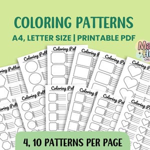 Coloring Pattern Pages | Pattern Sheets PDF | Color Swatch Sheet Set | 20 pages PDF Download | Instant Download