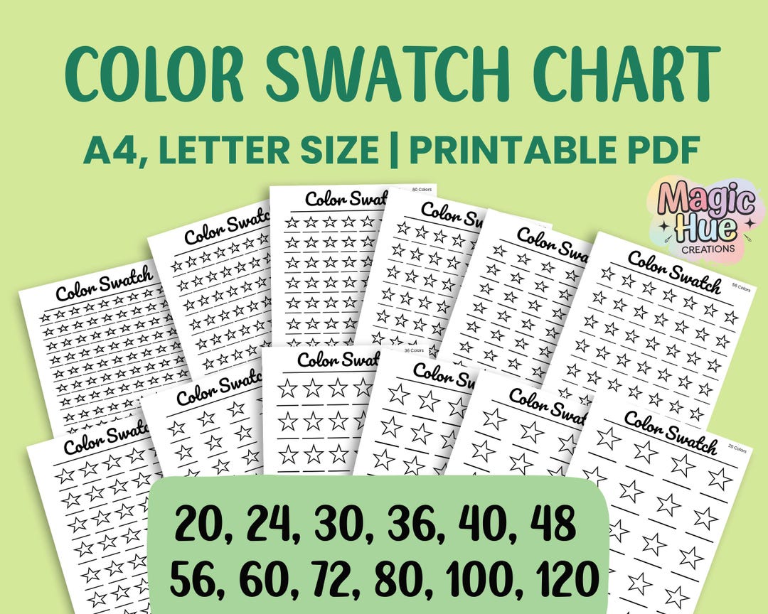 Printable Color Swatch Chart Template: Art Supplies Organizer (PDF) - Etsy