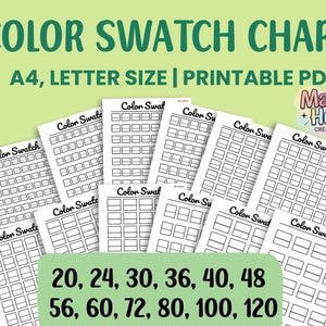 Könnte beinhalten: Druckbarer Farbmuster-Chart im PDF-Format. Der Chart umfasst 10 verschiedene Größen von 20 bis 120 Mustern. Der Chart ist für A4- oder Letter-Papier ausgelegt.
