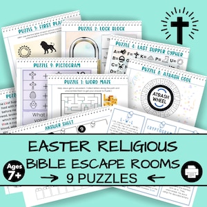 Druckbare religiöse Ostern Escape Room für Kinder Ostergeschichte Jesus für Kinder ab 7 Jahren Sonntag Schulspiele Digitale Spielenacht