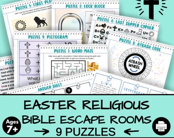 Printable Religious Easter Escape Room For Kids Easter Story Jesus For Children Ages 7 and up Sunday School Games Digital Game Night