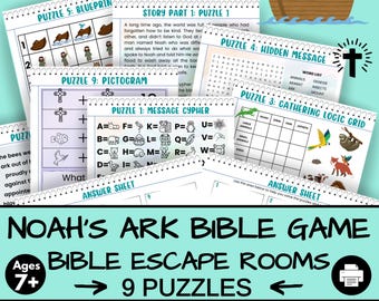 Noahs Ark Escape Room for Kids 7 - 12 Printable Sunday School Game Youth Group Vacation Bible School Activity Digital Escape Room Game Night