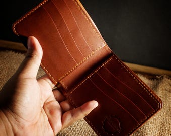 Aartis No. 1 - Cartera clásica plegable - Castaño/Whisky - Cuero Conceria Walpier Buttero - Artículos de cuero hechos a mano