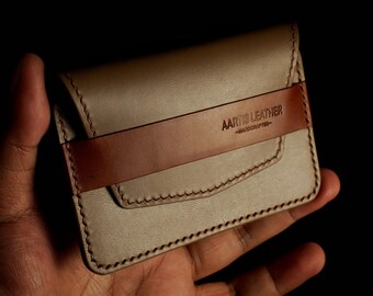Aartis No. 6 - Cartera para tarjetas de visita - Taupe/Castaño - Cuero Buttero Conceria Walpier - Artículos de cuero hechos a mano