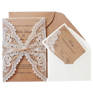 Invitaciones de boda rústicas Tarjetas de invitación Kraft personalizadas