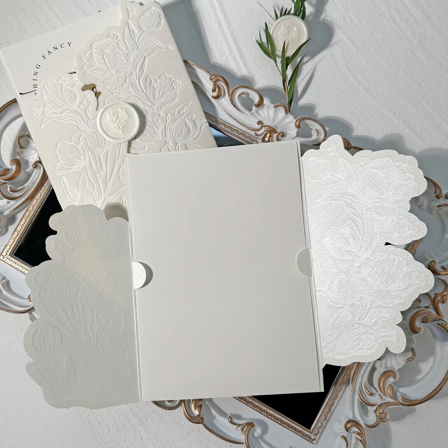Invit Cover Off White Velvet Wedding Invitation Jacket With Wax Seal, Invite Cover ...