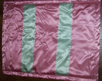 Satin Baby Blanket Rose pink and Mint Green Satin C,  approx 33"' by 40" New Custom Made