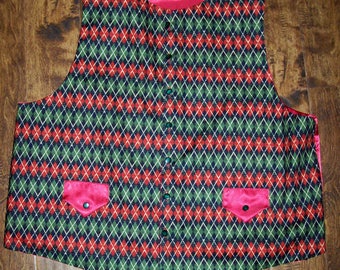 Santa Claus Christmas vest Adult size 3X ready to ship one of a kind custom made fully lined