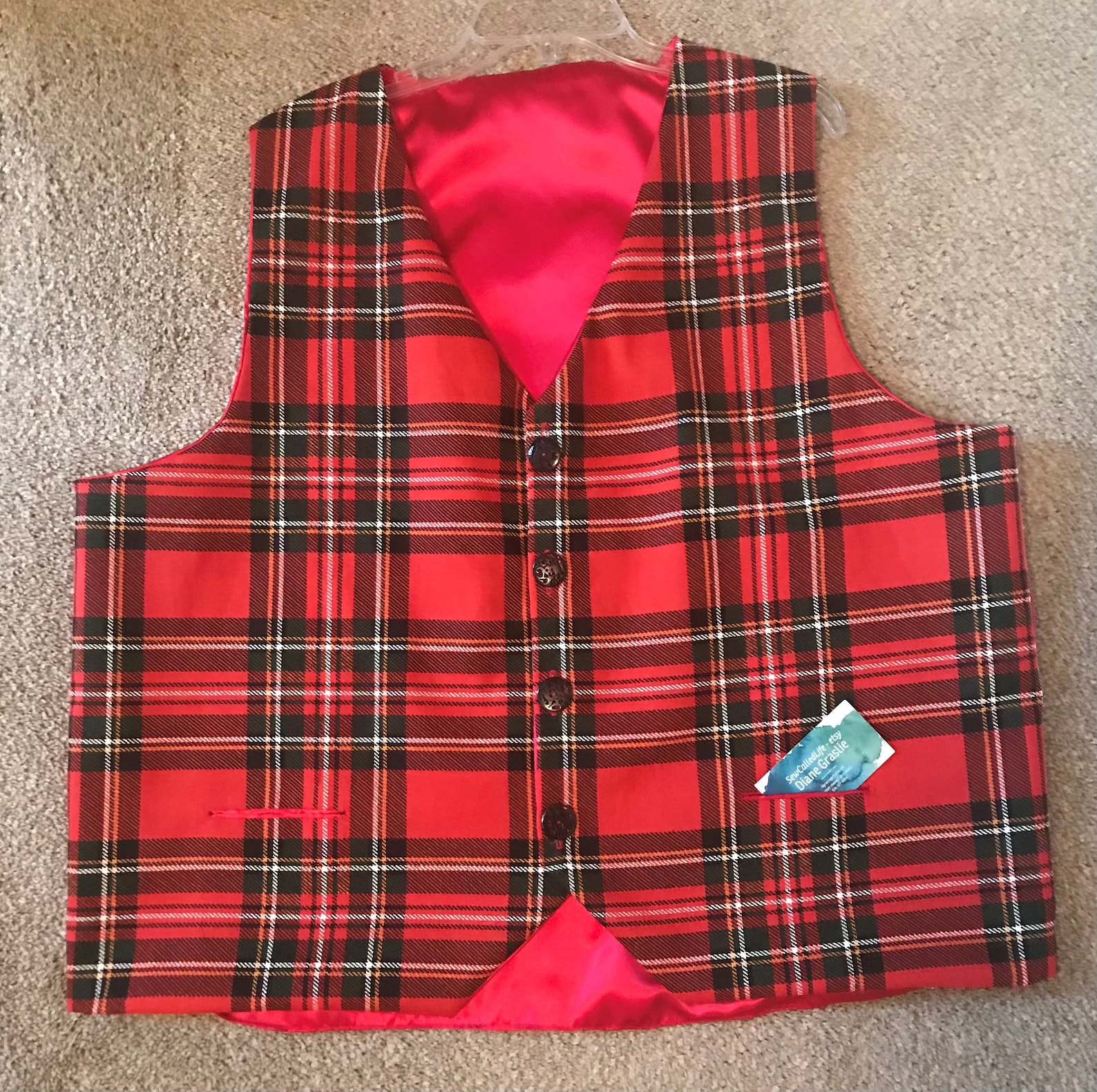 Christmas Red plaid vest for Santa custom made unique | Etsy
