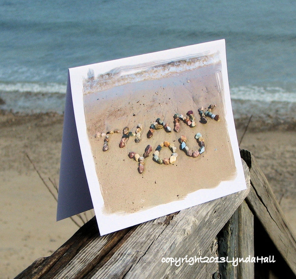 THANK YOU Beach Theme Cards Beach Stones Words in Sand - Etsy Hong Kong