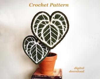 Anthurium Plant Crochet Pattern, Yarn Craft Project for Plant Lovers, Easy Crochet Leaf Tutorial for DIY Cute Home Decor Houseplant Ornament