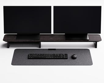 Personalized Wooden Monitor Riser - Ergonomic Desk Organizer, Dual Monitor Stand, Home Office Desk, Minimalist Desk Shelf, Coworker Gift