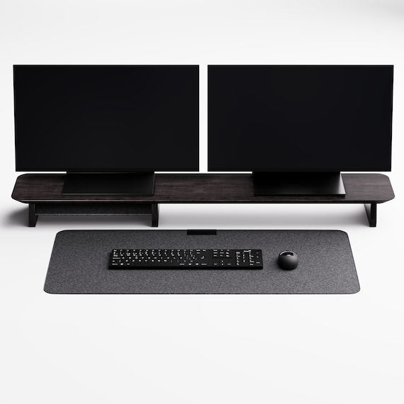 Personalized Wooden Monitor Riser - Ergonomic Desk Organizer, Dual Monitor Stand, Home Office Desk, Minimalist Desk Shelf, Coworker Gift