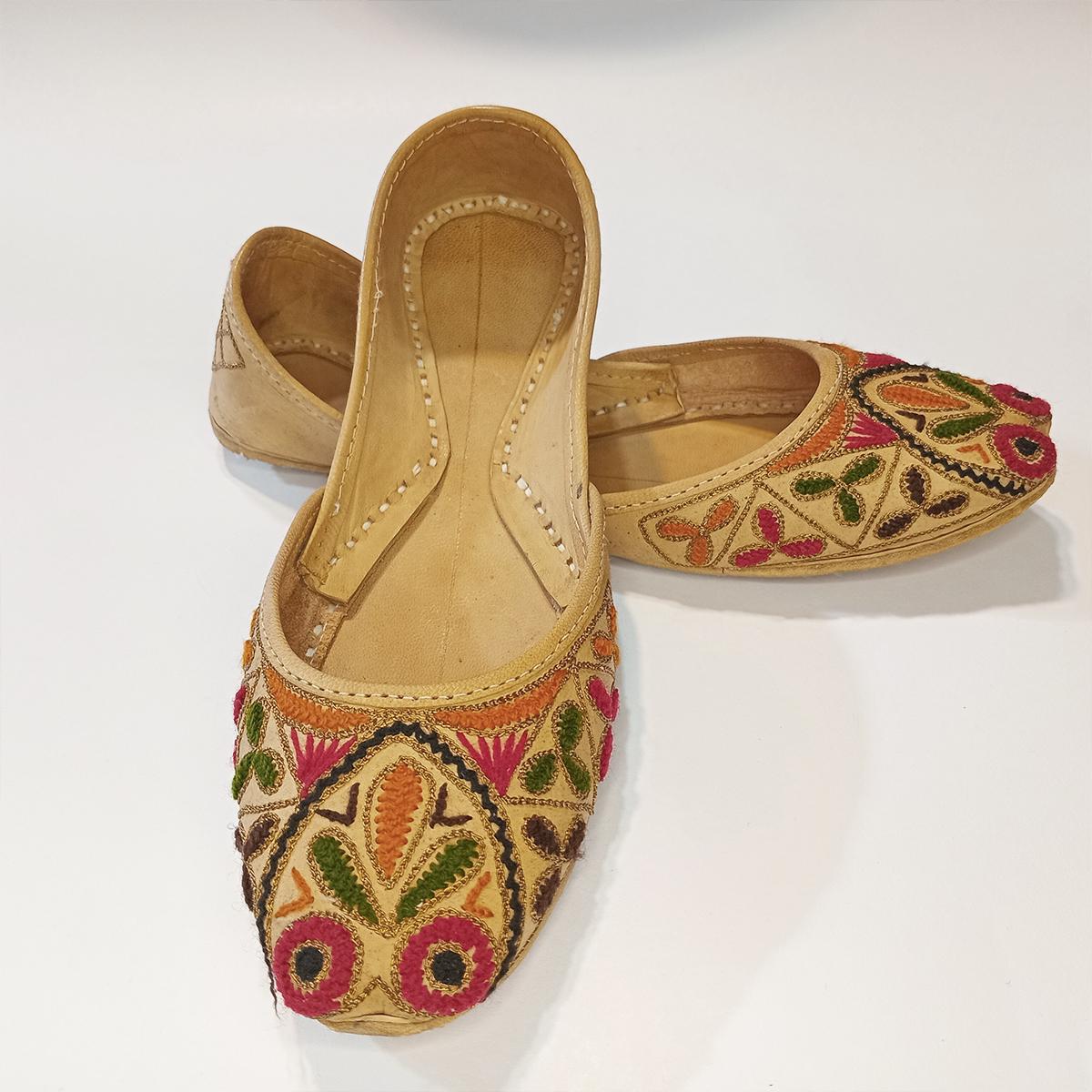 Handmade Multicolor Original Leather Handmade Khussa for Women - Traditional Women Khussa Design - Ji Baji Ji - Handcrafted Embroidery