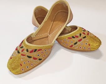 Handmade Marina Leather Design Khussa Handcrafted Embroidery, Khussa for girls/women/housewife/ladies, Ji Baji Ji, EID, Party & Functions