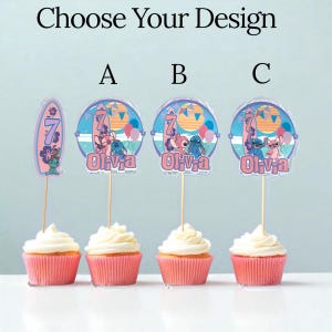 Stitch and Angel Cupcake Toppers | Set of 12 | Lilo & Stitch Inspired Birthday Decor | Girl Birthday Party Supplies | Stitch Theme Party