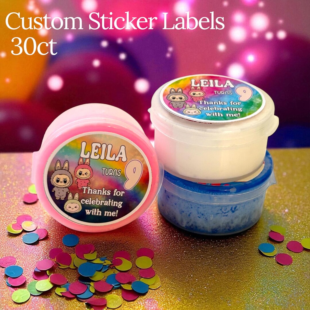 Custom Labubu Birthday Stickers - 1.5” Round Labels 30ct | Party Favors ...