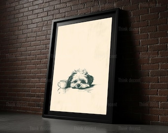 Black Cat Wall Art Print, Cute Cat Coffee Print, Peeking Kitten Wall Art, Funny Cat Wall Decor, Cat Lover Gift Print, Kitten Wall Art