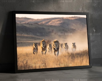 Lion Wall Art, Wildlife Safari Digital Print, Bold Safari Home Decor, Powerful Animal Wall Art, African Lion Printable Wall Art
