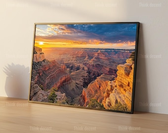 Grand Canyon Wall Art Print, Grand Canyon Sunset Print, Arizona Landscape Print, National Park Art Print, Grand Canyon Print For Home Decor