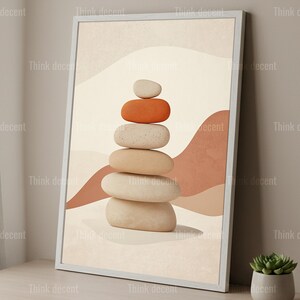 Balancing Stones Wall Art Print, Zen Stacked Stones Print, Boho Cairn Stone Print, Minimalist Zen Art Print, Zen Stone Print For Home Decor